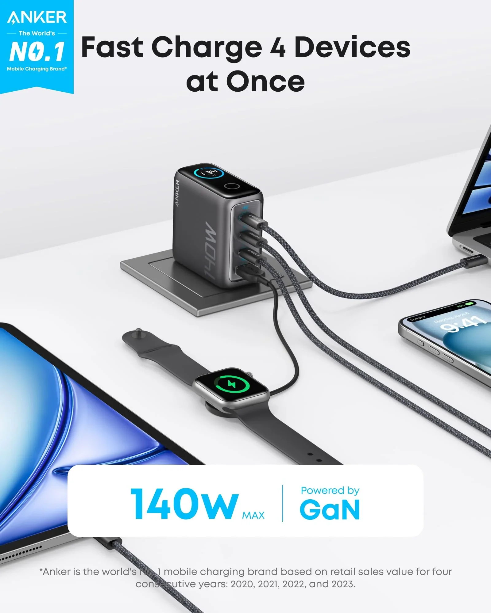 Anker Fast GaN Charger (140W, 4 Ports, PD 3.1) - Image 3