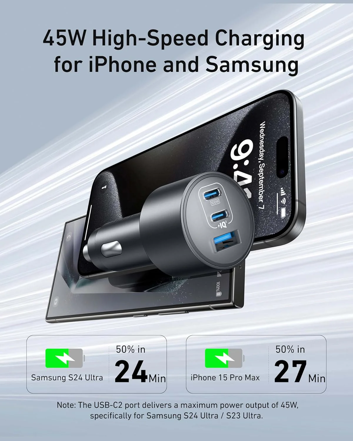 Anker Nano Car Charger 167.5W with Usb-C to Usb-C 3.3ft Cable - Image 4