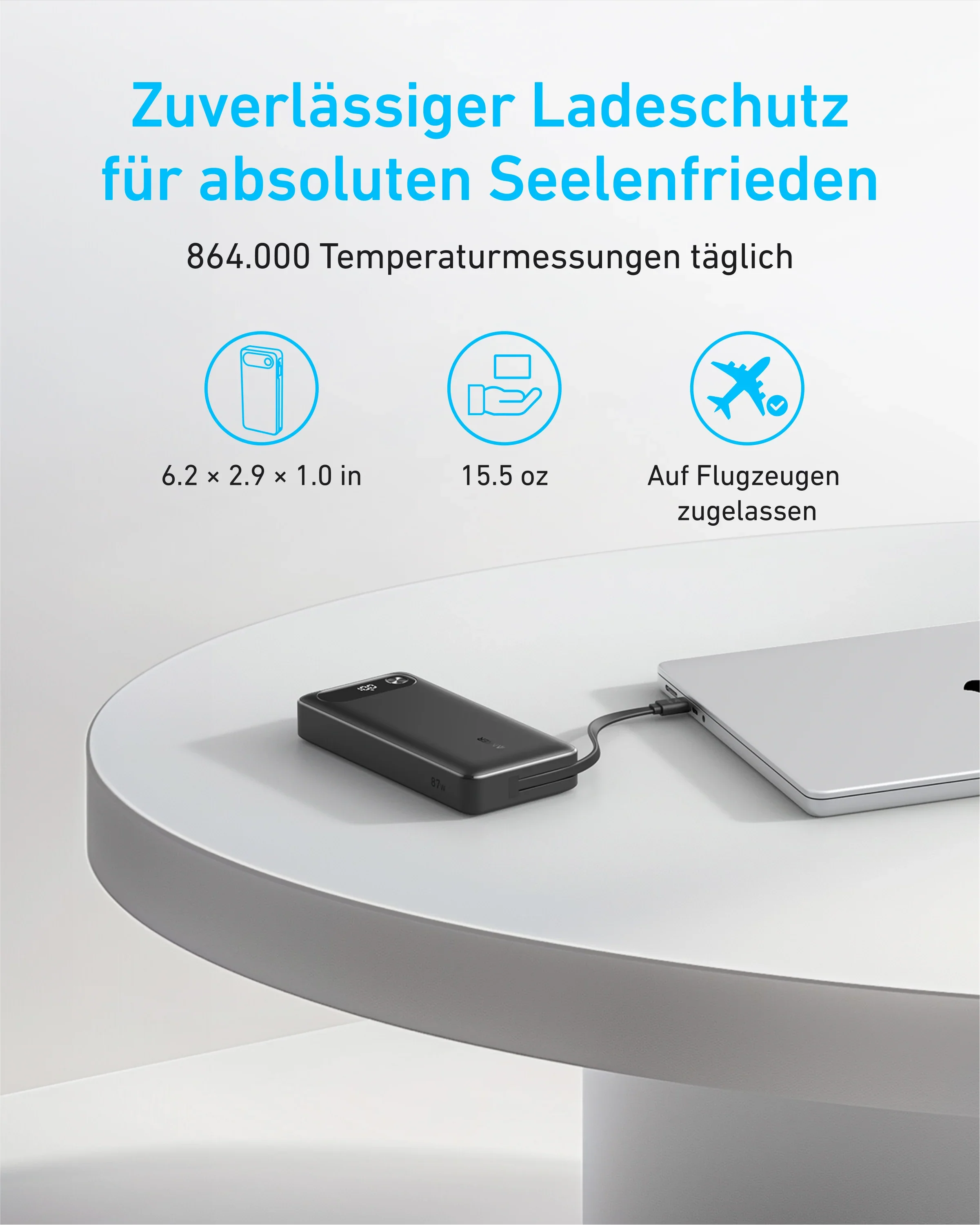 Anker Power Bank (20K, 87W, Built-In USB-C Cable) - Image 5